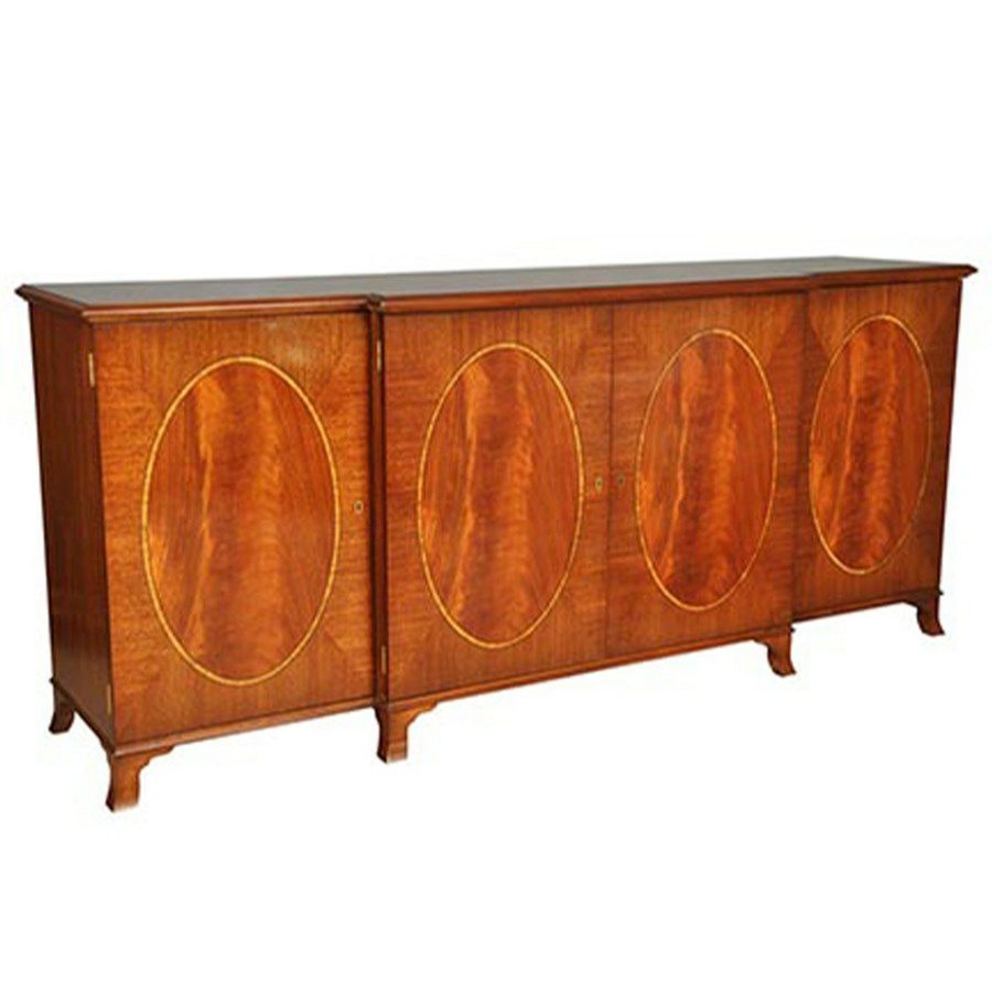 Furniture * | Scully & Scully Mahogany & Satinwood Oval Sideboard