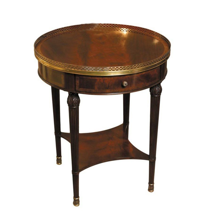 Tables * | Scully & Scully Round Mahogany Lamp Table With Brass Gallery