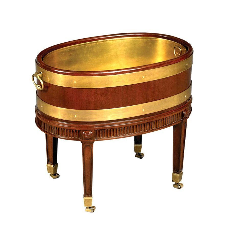 Furniture * | Scully & Scully George Ii Mahogany & Brass Wine Cooler Or Planter