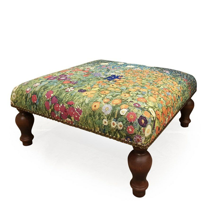 Furniture * | Gustav Klimt Flowers Large Square Stool