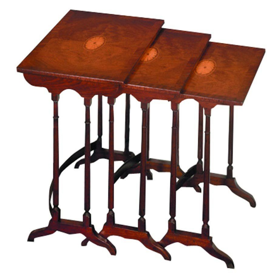 Tables * | Scully & Scully Nesting Tables With Mahogany Fan Inlay, Set Of 3