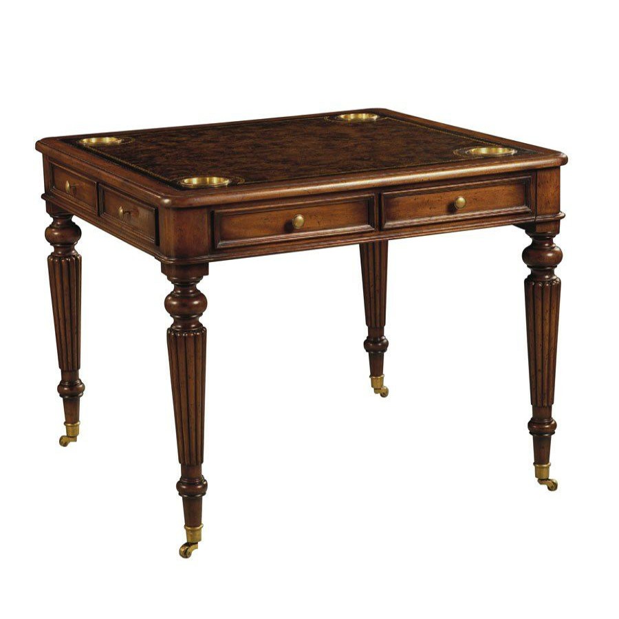 Tables * | Scully & Scully Crumpled Leather Mahogany Game Table